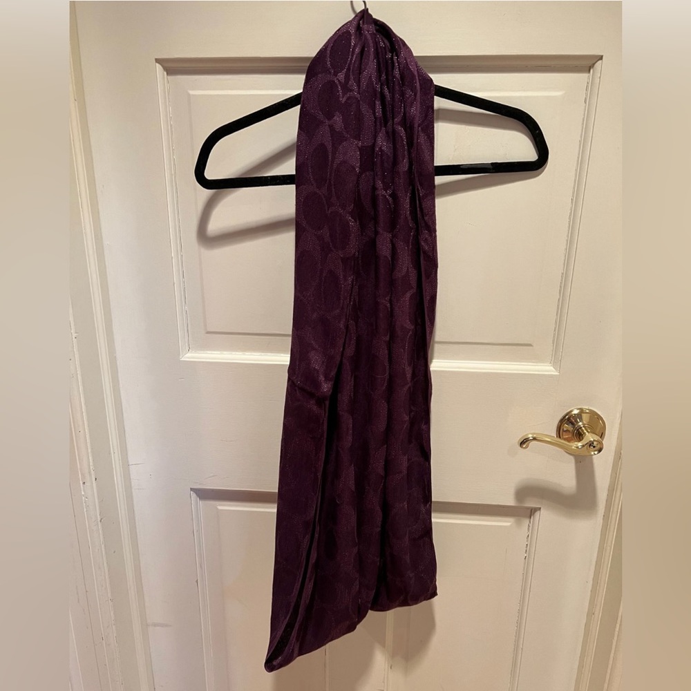Coach Dark Purple Authentic Infinity Scarf with Coach Logo